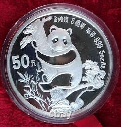 1987 China Panda 2 Coin Silver Proof Set 10 & 50 Yuan Coins, 6 oz of Fine Silver