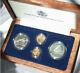 1987 Constitution 4 Coin set, Gold & Silver, Both Proof and UNC, In Box with COA
