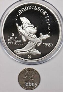 1987 Proof Disney Micky's Magic good luck 5oz pure silver BU0744 combine shipp