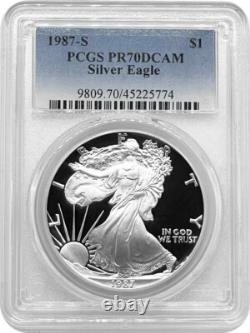 1987-S American Proof Silver Eagle one Dollar Coin PCGS PR70 DCAM