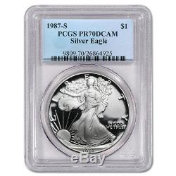 1987-S PCGS PR70 Proof American Silver Eagle One Dollar Coin