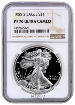 1988-S Proof American Silver Eagle One Dollar Coin NGC PF70 Ultra Cameo