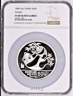 1989 5oz. China 50 Yuan Proof Silver Panda Coin NGC/NCS PF69 U. C. Conserved