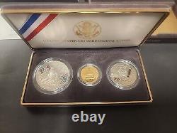 1989 U. S. Congressional 3-Coin Proof Set withGold $5, Silver $1, 1/2 Dollar