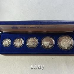 1990 New Zealand 5 Coins Silver Proof Set Treaty of Waitangi