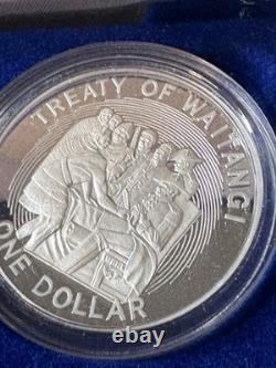 1990 New Zealand 5 Coins Silver Proof Set Treaty of Waitangi