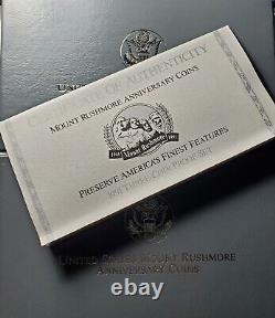 1991 MOUNT RUSHMORE 3-COIN PROOF SET withBox & COA-$5, $1 & 50c-FREE USA SHIP