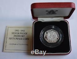 1992 1993 Silver Proof Piedfort Rare EU presidency(EEC) Fifty Pence 50p Coin