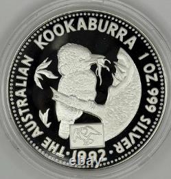 1992 $1 Australia 1 Oz Silver Proof Kookaburra Coin Rare 750 Eagle Privy Minted