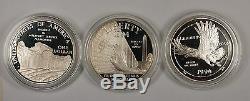 1994 US Veterans Commemorative 3 Coin Silver Dollar Proof Set US Mint Box COA