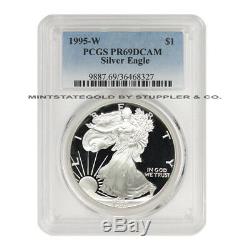 1995-W $1 Silver Eagle PCGS PR69DCAM Deep Cameo Proof coin KEY DATE OF SERIES