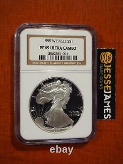 1995 W Proof Silver Eagle Ngc Pf69 Ultra Cameo Classic Brown Label Key Date