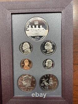 1996 S Prestige Proof Set Rowing 90% Silver Dollar 7 US Mint Coins withBox & COA