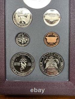 1996 S Prestige Proof Set Rowing 90% Silver Dollar 7 US Mint Coins withBox & COA