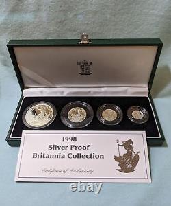 1998 Britannia. 958 Silver Proof 4 Coin Collection Royal Mint #041 with Box COA