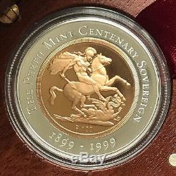 1999 $100 Perth Mint Centenary Sovereign Proof Issue Gold & Silver Bi-Metal Coin