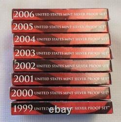 1999-2006 Lot of 8 SILVER Proof Sets withState in original Boxes 80 Coins