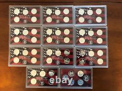 1999-2009 Complete US 90% SILVER PROOF State & Territory Quarters 56 Piece Set