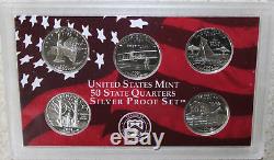 1999 thru 2009 Silver Proof State Quarter Lot 90% Silver No Box or COA 56 Coins