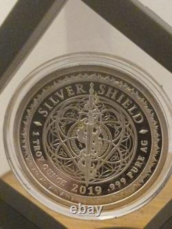 1oz 999 Fine Silver 2019 Silver Sheild Proof Coin Fearless In Display Case Box