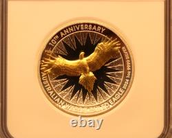 1oz Silver NGC PF70 Proof Australia Wedge-Tailed Eagle First Day of Issue Gilt