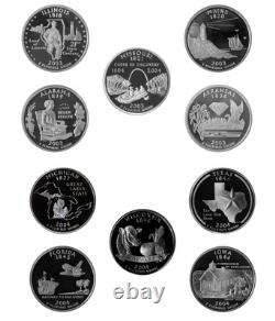 2000 2018 S Quarter Cameo Proof Roll 90% Silver (40 Coins) Random Mix