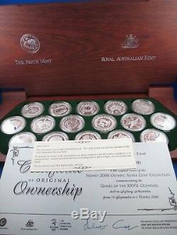 2000 SYDNEY OLYMPIC $5 SILVER PROOF 16 COIN COLLECTION. Heavy item 2 kilos