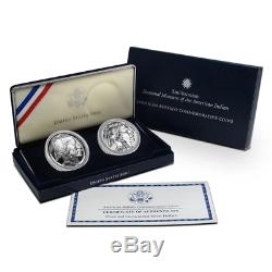2001-D American Buffalo Commemorative Silver Dollars 2 Coin Set BU and Proof