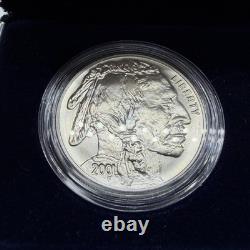 2001 P & D SILVER PROOF & Uncirculated AMERICAN BUFFALO 2 Coin Set with Box & COA