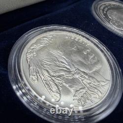2001 P & D SILVER PROOF & Uncirculated AMERICAN BUFFALO 2 Coin Set with Box & COA