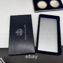 2001 P & D SILVER PROOF & Uncirculated AMERICAN BUFFALO 2 Coin Set with Box & COA