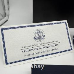 2001 P & D SILVER PROOF & Uncirculated AMERICAN BUFFALO 2 Coin Set with Box & COA