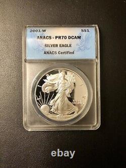 2001 Proof American Silver Eagle ANACS PR70