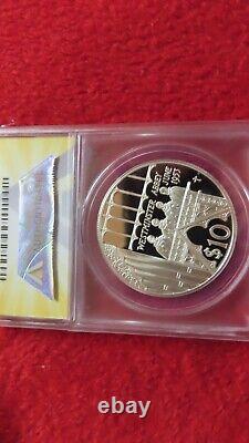 2002 Fiji $10 Westminster Abbey Choirers Gold Gilt Silver Proof Coin NGC PR PF65