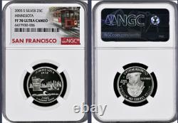 2005-S 11-coin Silver Proof Set NGC Graded San Francisco Trolley Car label