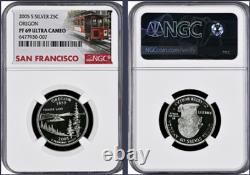 2005-S 11-coin Silver Proof Set NGC Graded San Francisco Trolley Car label