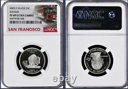 2005-S 11-coin Silver Proof Set NGC Graded San Francisco Trolley Car label