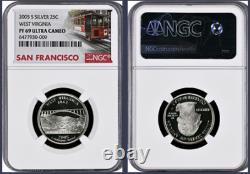 2005-S 11-coin Silver Proof Set NGC Graded San Francisco Trolley Car label