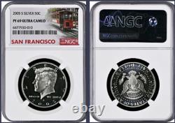 2005-S 11-coin Silver Proof Set NGC Graded San Francisco Trolley Car label