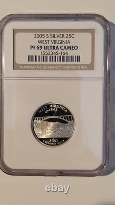 2005-s Silver Proof Set- 11 Coins Ngc Graded Pf69 Ultra Cameo