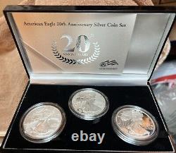2006 American Silver Eagle 20th Anniversary (3) Coin Set WithCOA & all OGP KM 273