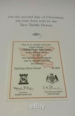 2006 Isle of Man Christmas 50p Pence Turtle Doves Silver Proof Coin Card RARE