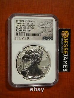 2006 P Reverse Proof Silver Eagle Ngc Pf69 From 20th Anniversary Set Black Label