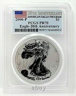2006 Silver Eagle? (3) Coin 20th Anniversary? Pcgs Pr70dcam / Pr70 / Sp70