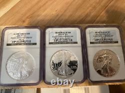 2006 Silver Eagle Proof/Uncirculated $1 3-Coin Dollar Set NGC PF69 MS69 P&W Mint