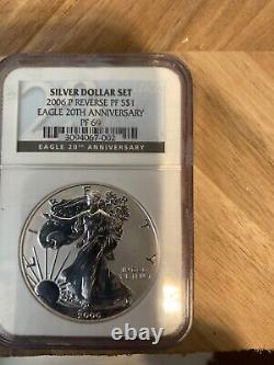 2006 Silver Eagle Proof/Uncirculated $1 3-Coin Dollar Set NGC PF69 MS69 P&W Mint