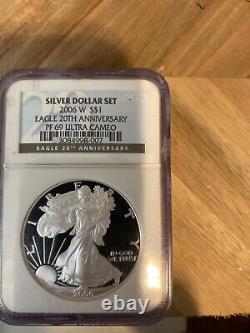 2006 Silver Eagle Proof/Uncirculated $1 3-Coin Dollar Set NGC PF69 MS69 P&W Mint