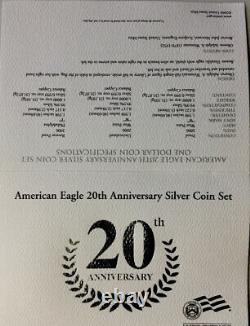 2006 W, P $1 20th Anniversary 3 Coin American Silver Eagle Set PR, Rev PR, BR
