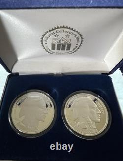 2007 Buffalo 2 Coin Silver Proof Set 2 1 Oz. 999 Silver Coins