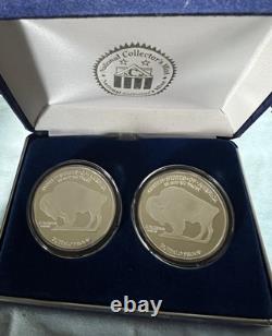 2007 Buffalo 2 Coin Silver Proof Set 2 1 Oz. 999 Silver Coins
